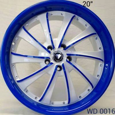 White Diamond 0016 White And Blue Wheels